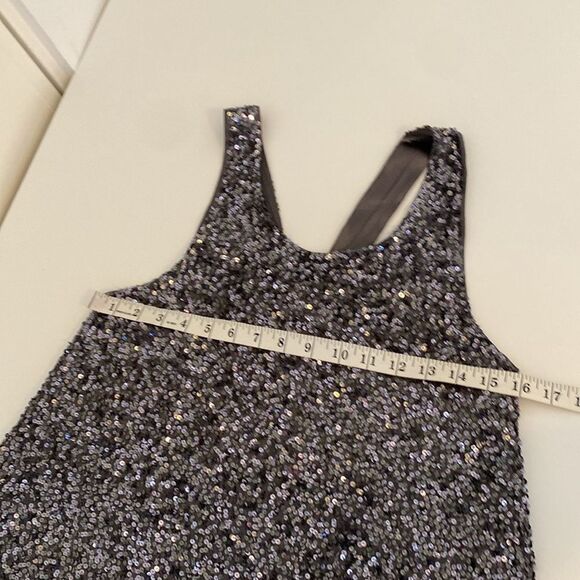 Alice + Olivia Silk Gray Blue Sequin A-line Shift Tank Mini Dress Size Small - Picture 12 of 13